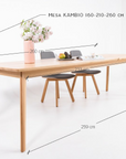 Table de salle à manger à rallonge en bois massif hêtre ou chêne KAMBIO 2 | KARPIS