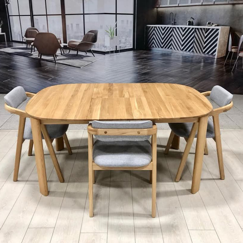 Table de salle à manger ronde à rallonge en chêne massif Victoria | VESKOR