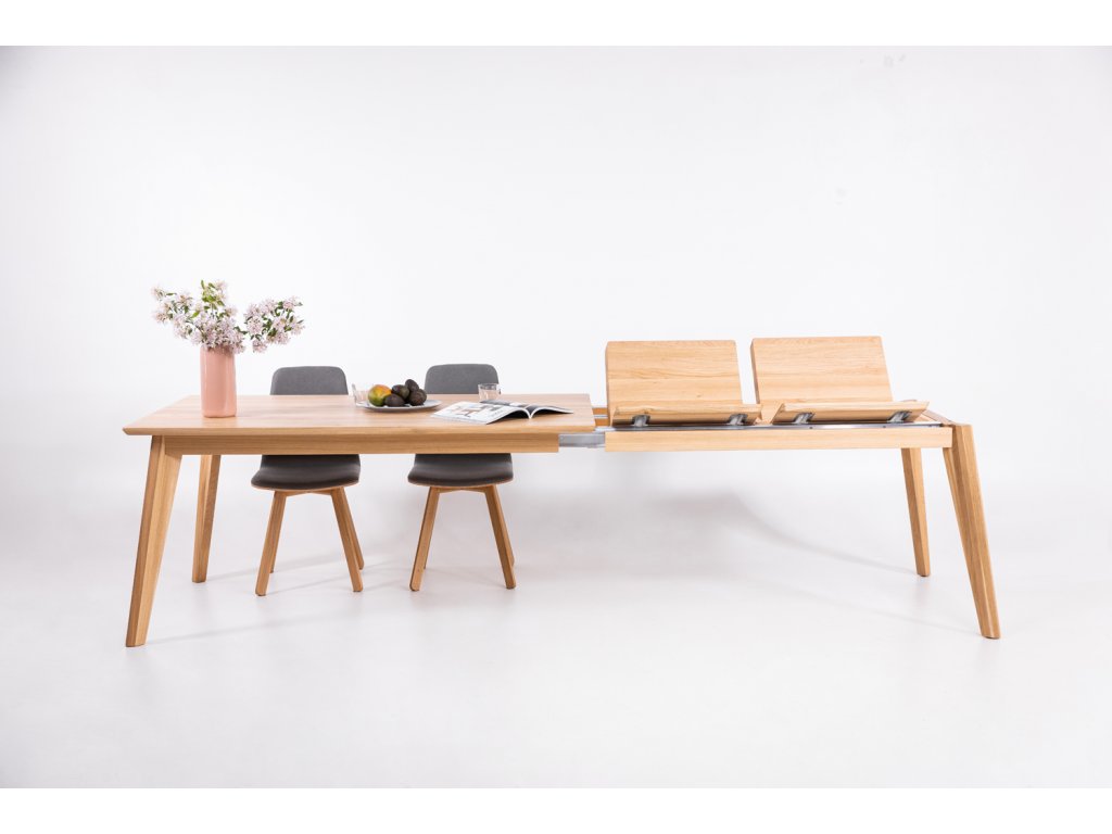 Table de salle à manger à rallonge en bois massif hêtre ou chêne KAMBIO 2 | KARPIS