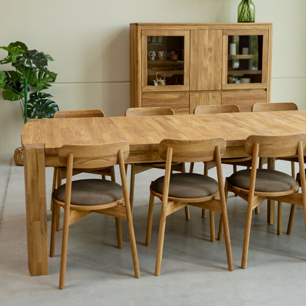 Table de salle à manger rectangulaire extensible en chêne BALDER jusqu'à 5 m | VESKOR
