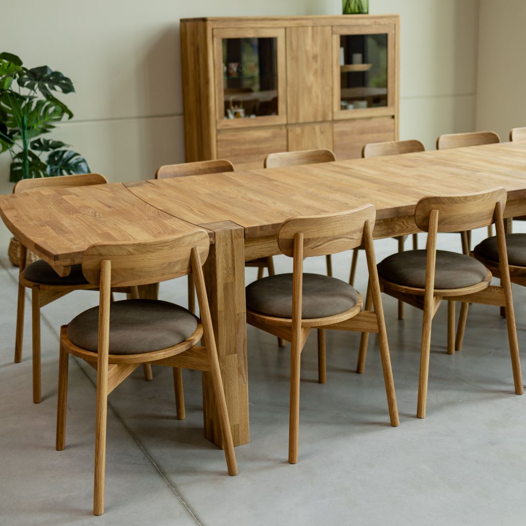 Table de salle à manger rectangulaire extensible en chêne BALDER jusqu'à 5 m | VESKOR