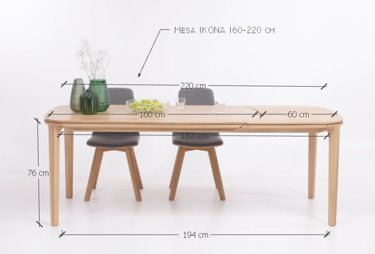 Table de salle à manger à rallonge en bois massif hêtre ou chêne IKONA | KARPIS